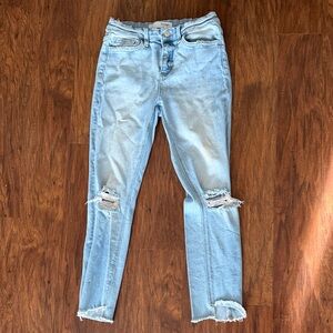 Light Blue Distressed Skinny Jeans - bridge by gly